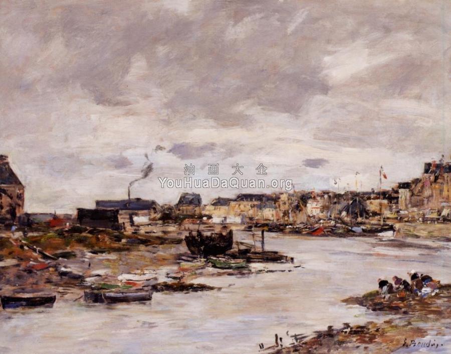 The Inner Port of Trouville at Low Tide - 尤金·布丹